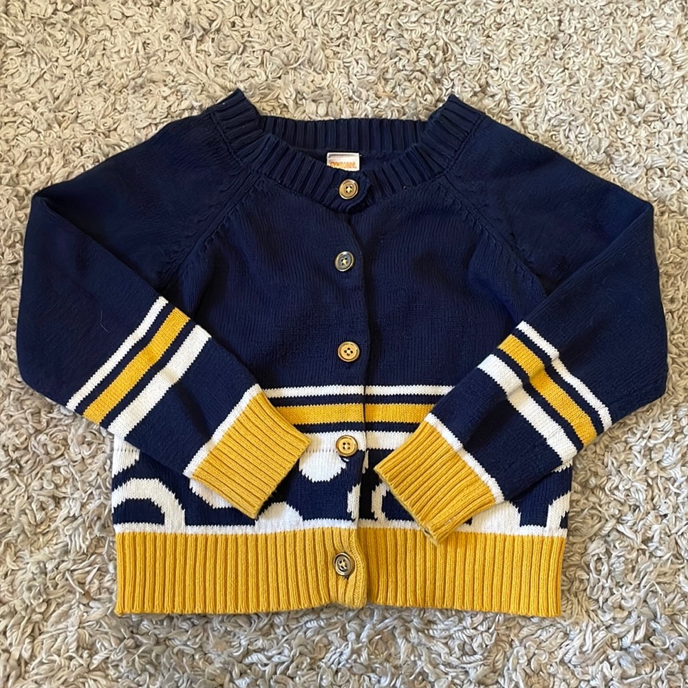 2014 Gymboree “Cape Cod Cutie” Colorblocked Dots Cardigan, Size S(5-6)